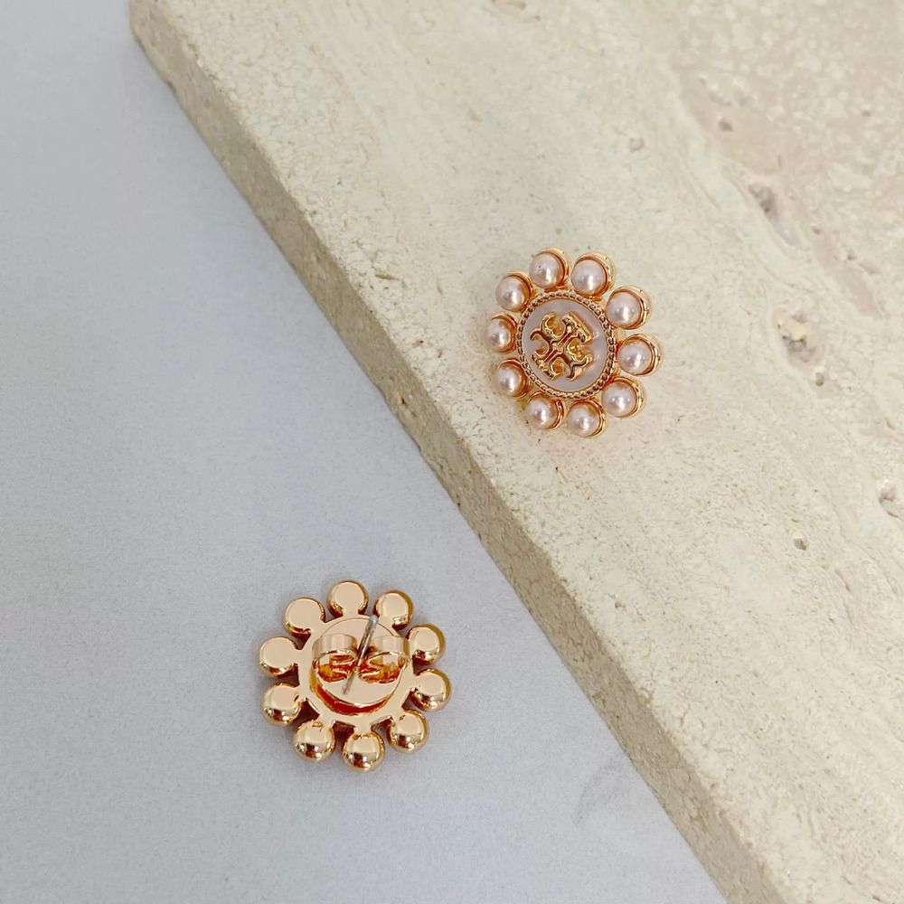 Tory Burch Pearl Inlaid Sun Shape Earrings - Picture 2 of 6